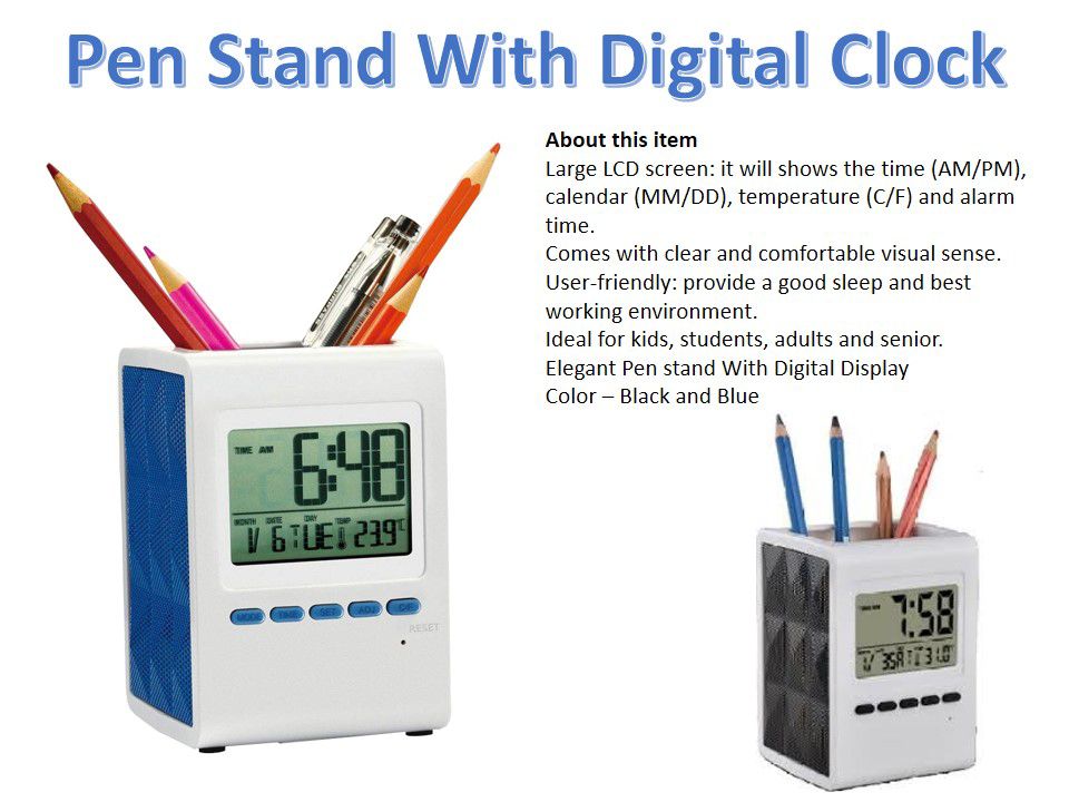Pen Stand with Digital Watch
